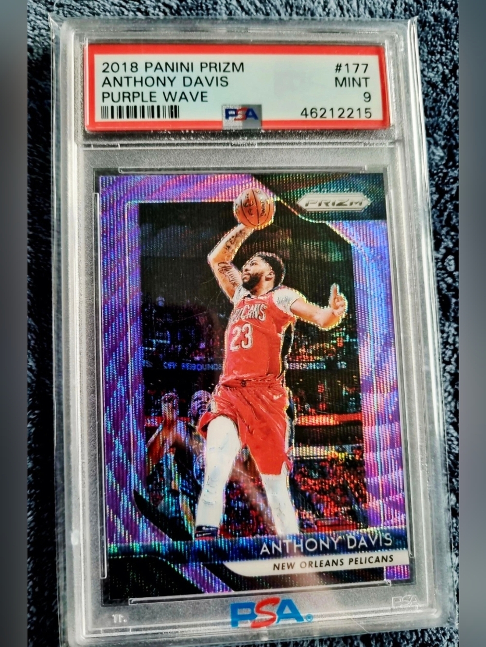 2018 Panini Anthony Davis Prizm #177 Purple Wave PSA 9